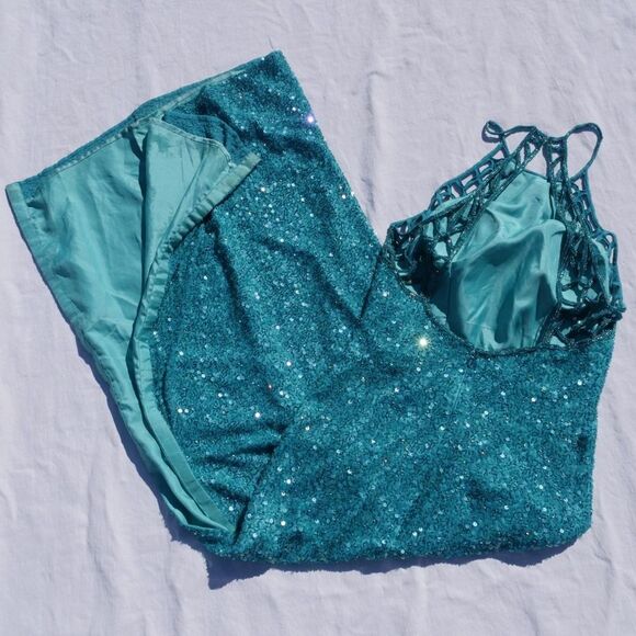 Vintage 90s Scala silk beaded evening maxi dress - Picture 9 of 10